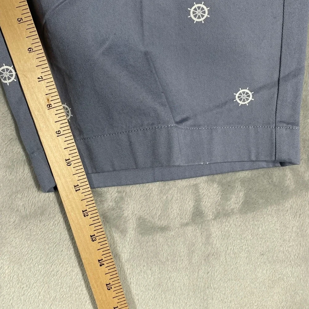 J Crew Rivington Mens Shorts 35W Blue Nautical Ship Wheel Print Casual Chino